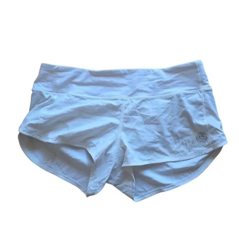 Lululemon womens Sz 8 white speed up Running shorts graphic printed
